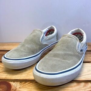 Vans White/Grey Suede Slip-On